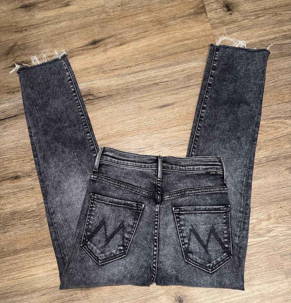 Mother Jeans Women 27 High Waisted Rascal Ankle Snippet Frayed Black Denim Pants